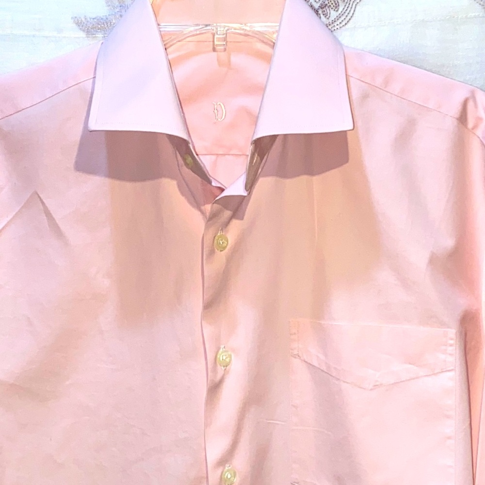 MEN PALE PINK BUTTON DOWN LONG SLEEVE DRESS SHIRT SZ L